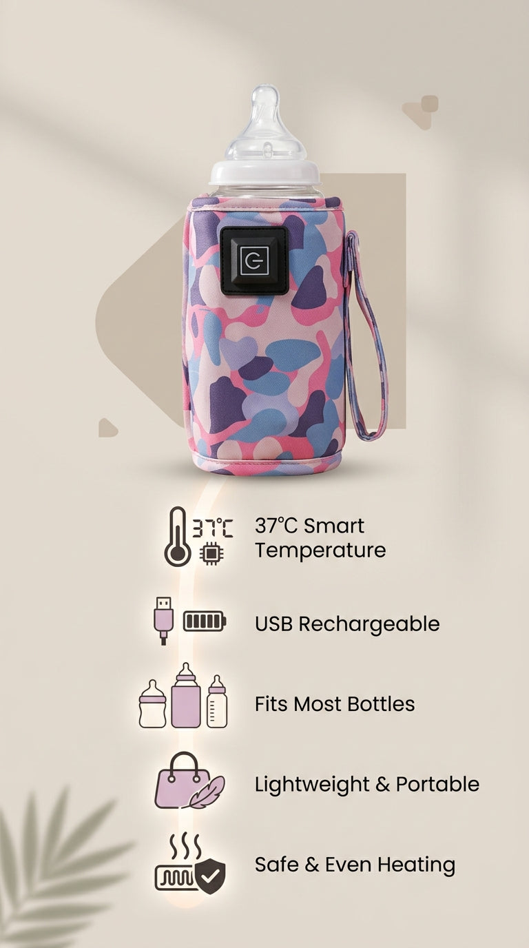 USB Baby Bottle Warmer Sleeve , Smart Temperature Control | Perfect 37°C Every Time
